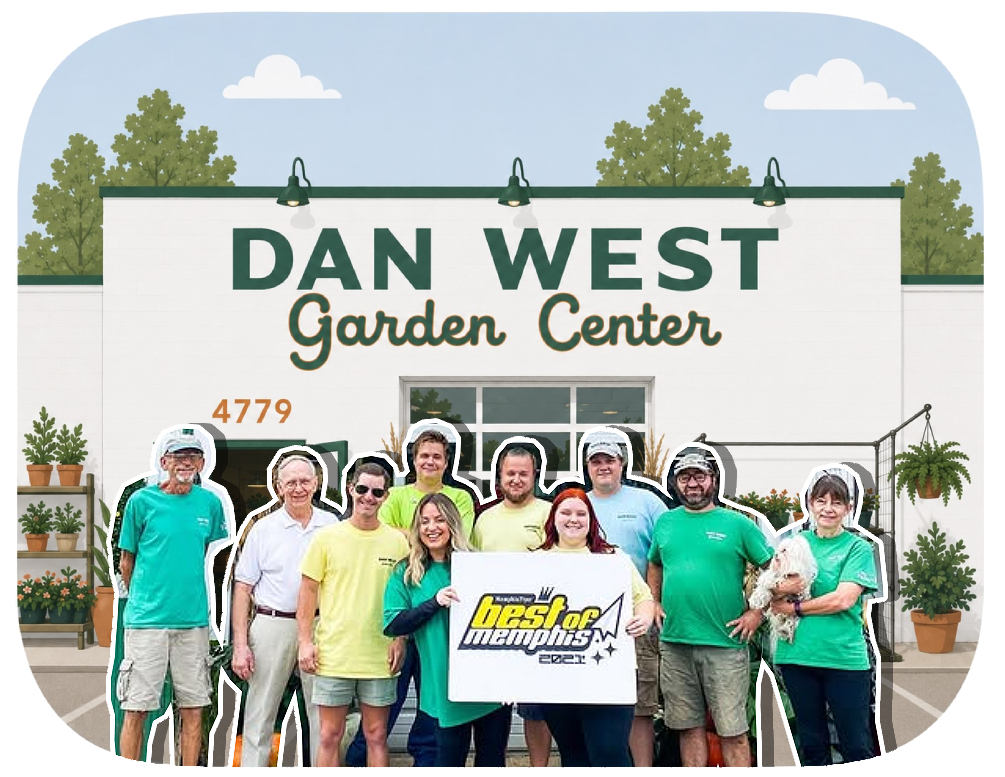 Dan West Garden Center team standing in front of the garden center